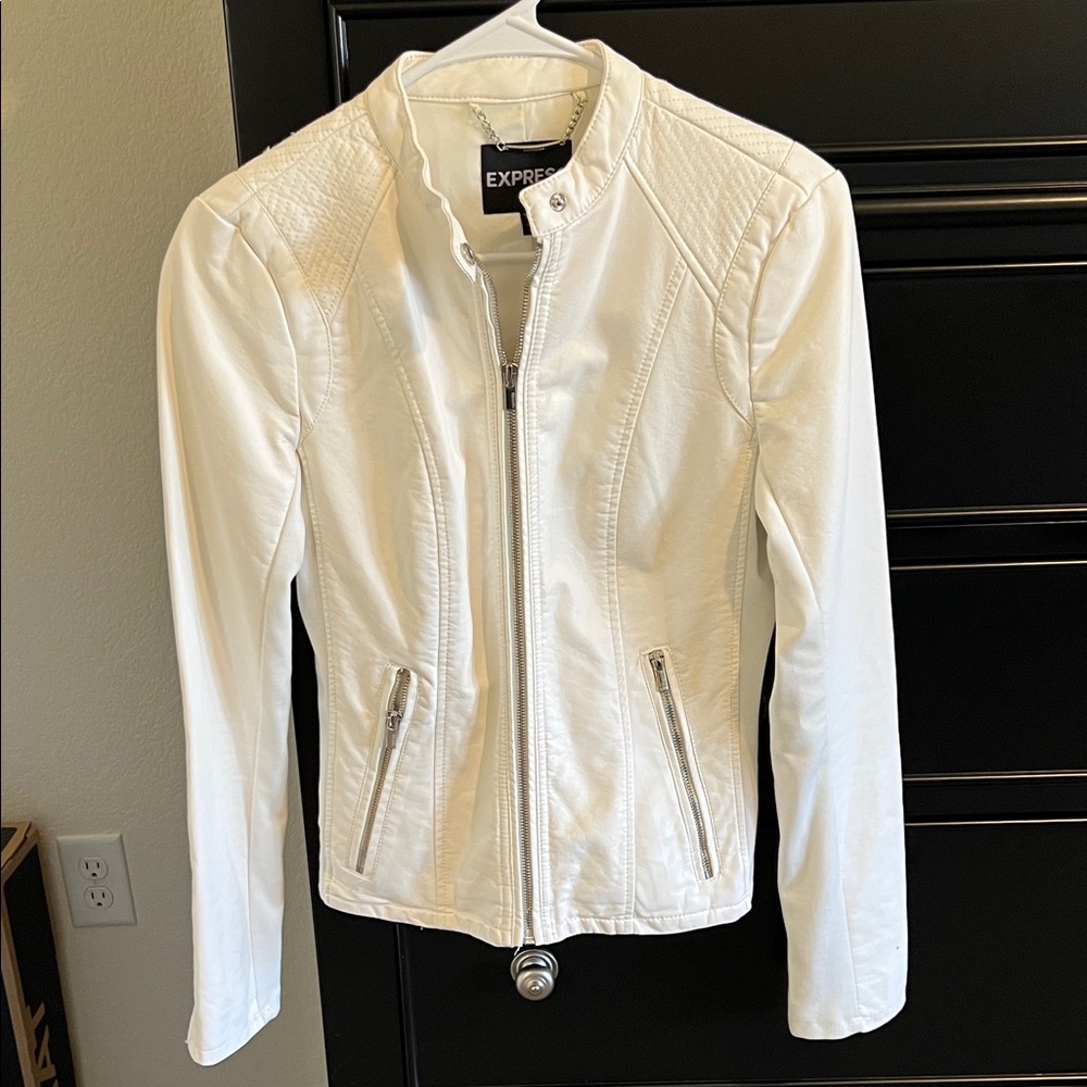 Express Women's Cream pLeather Moto Jacket